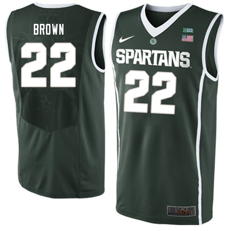 Men #22 Gabe Brown Michigan State Spartans College Basketball Jerseys Sale-Dark Green